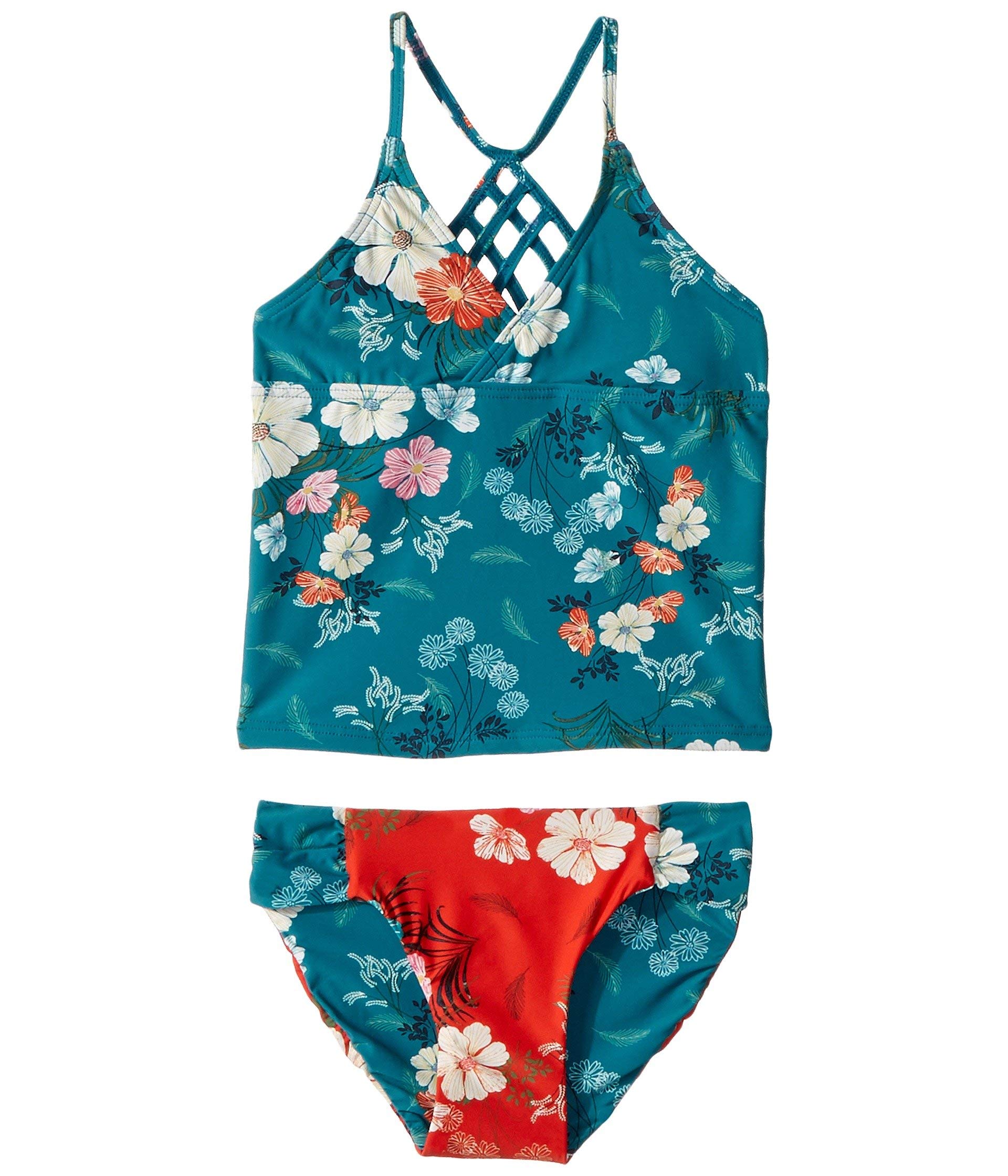 O'Neill Kids Girl's Lucy Revo Strappy Tankini Set (Toddler/Little Kids) Island Turquoise 4 Little Kids