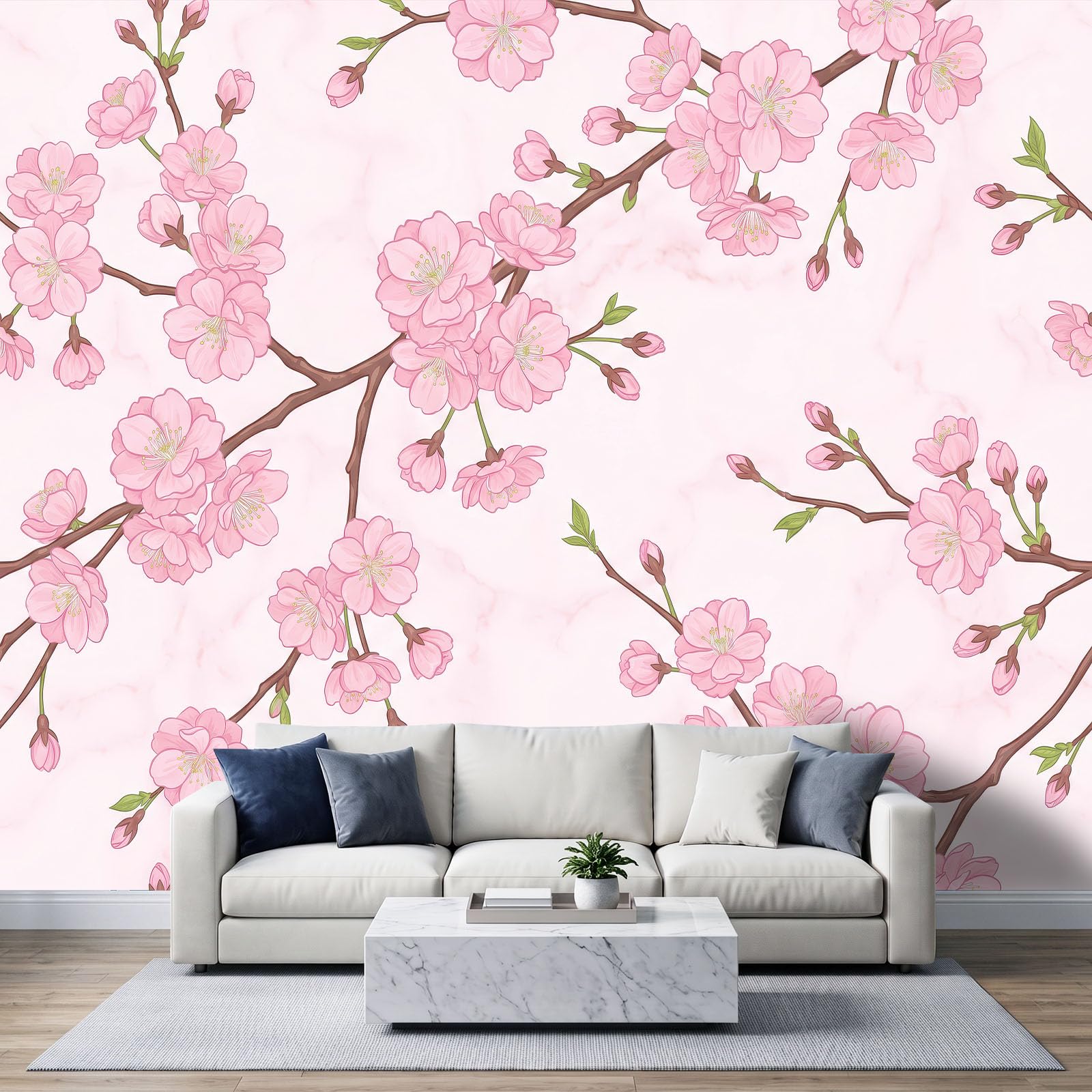 Oriental Romántique - Papel pintado para pared (350 x 256 cm), color blanco