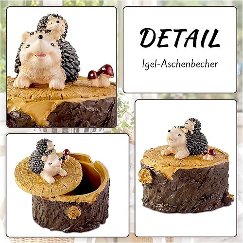 Miniatura 9 de Ceniceros al aire libre para cigarrillos lindo cenicero de ardilla de resina con tapa para el hogar y el jardín