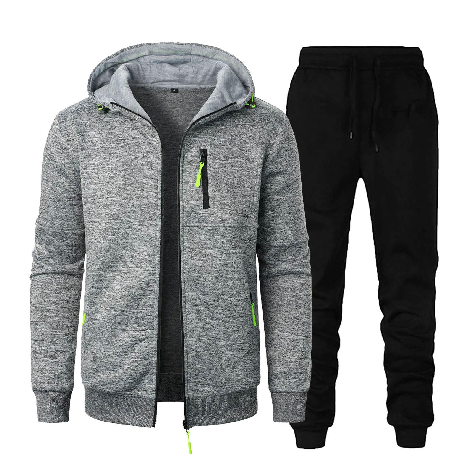 Męski dres treningowy, bluza z kapturem z zamkiem błyskawicznym, 2-częściowy dres treningowy, dla mężczyzn, miękka bawełniana odzież sportowa z kieszeniami na zamek błyskawiczny, lekki, wygodny strój