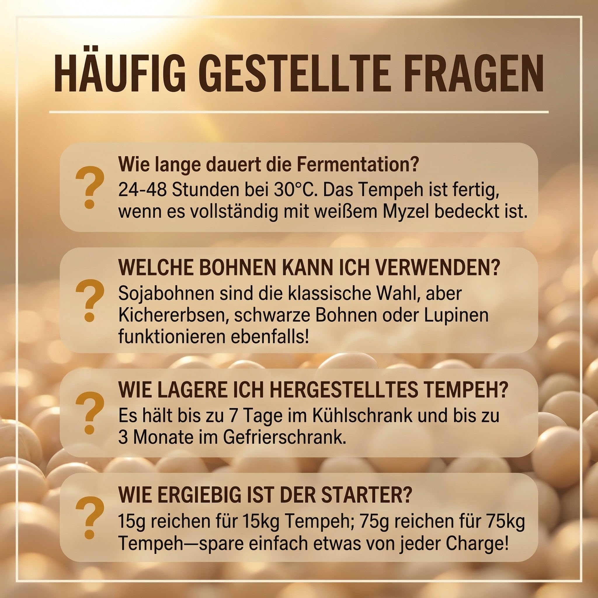 Coltura Starter BIO per Tempeh (Polvere di Tempeh) Rhizopus Oligosporus - fino a 75 KG di Tempeh fatto in casa! Preparazione di Tempeh fatto in casa (Starter per Tempeh 15g)