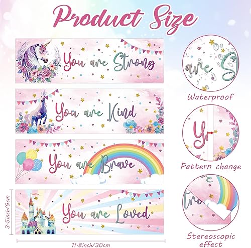 Miniatura 3 de Fulmoon Decoración de pared de unicornio  Decoración motivacional de arcoíris para dormitorio infantil y celebraciones de cumpleaños