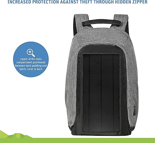 Miniatura 5 de Jauch Mochila Solar London 40 antirrobo  Panel solar integrado de 10 W con puerto de carga USB de 5 V  40 litros  Resistente al agua  Carga