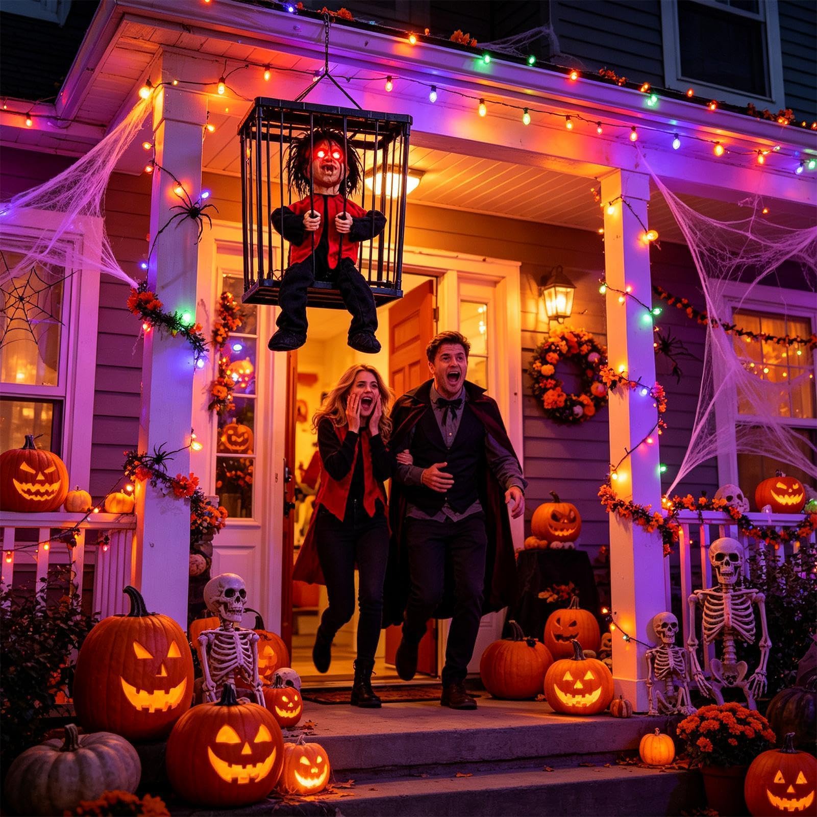 Decorazioni Di Halloween Animate Accessorio Spaventoso con Occhi Luminosi