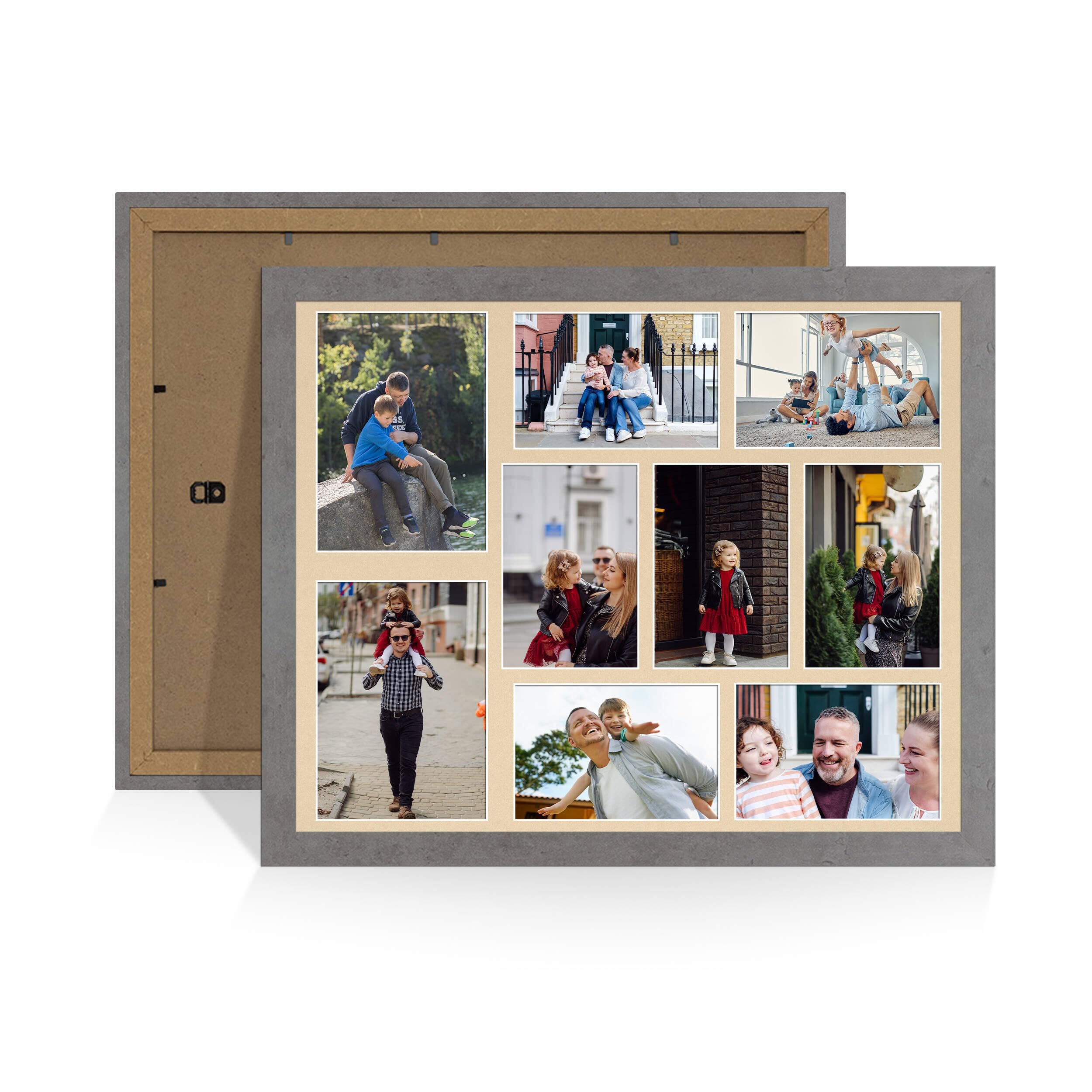 Alison Kingsgate Grey Marble 20x16 Photo frames for multiple pictures -9 Apertures Collage Frame with Ivory Mount - Holds (2x) 7x5 & (7x) 6x4 Photos - Engineered Wood & Perspex โ image 1