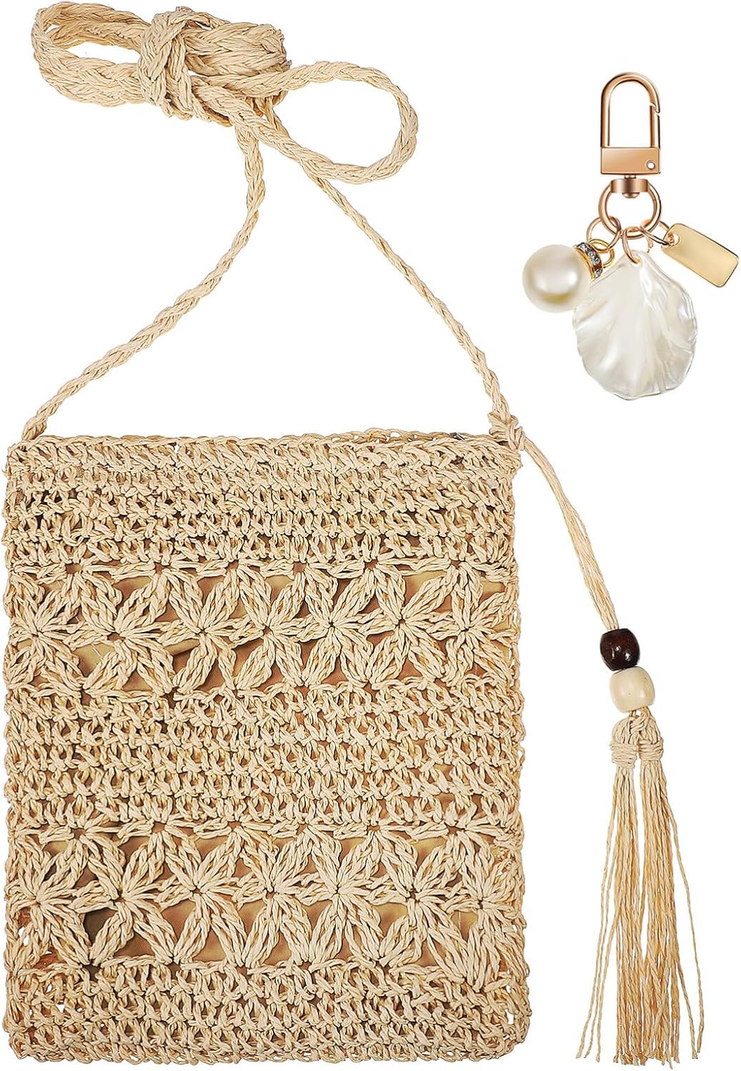 CALLARON Straw Crossbody Bag Straw Clutch Handbag Summer Beach Straw
