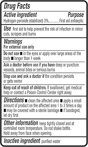 Miniatura 5 de Amazon Basics Solución tópica de peróxido de hidrógeno USP, antiséptico de primeros auxilios para cortes, rasguños y desinfección de heridas, 16