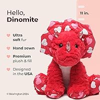 Vista 2 de Bearington Dinomite Dinosaur - Animal de peluche para el día de San Valentín, triceratops rojo de 11 pulgadas, regalo de dinosaurio de San Valentín