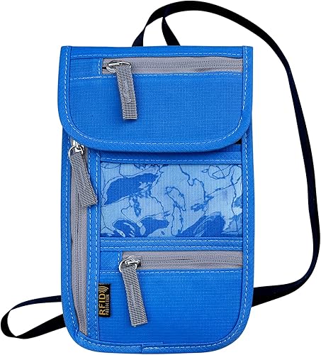 Miniatura 7 de Cartera de viaje para el cuello, soporte para pasaporte con bloqueo RFID y correa ajustable para el cuello para hombres y mujeres para mantener el