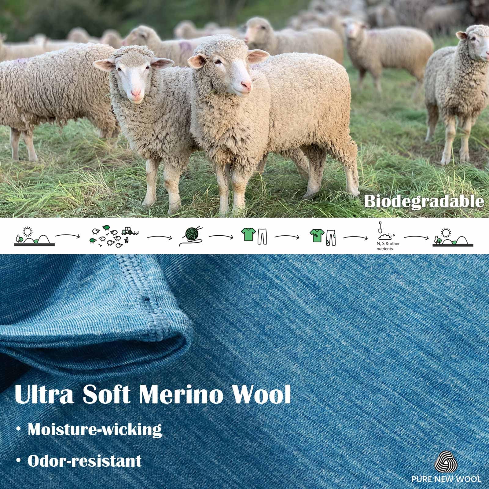 Merino Protect Scaldacollo Merino Uomini Donne Sciarpa Calda Traspirante Sciarpa Tubolare Leggera per Moto Escursionismo Caccia