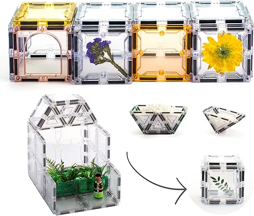 Miniatura 8 de Imagimags Azulejos magnéticos de construcción, juego de 38 piezas de cristal transparente transparente para niños y niñas, actividades educativas de