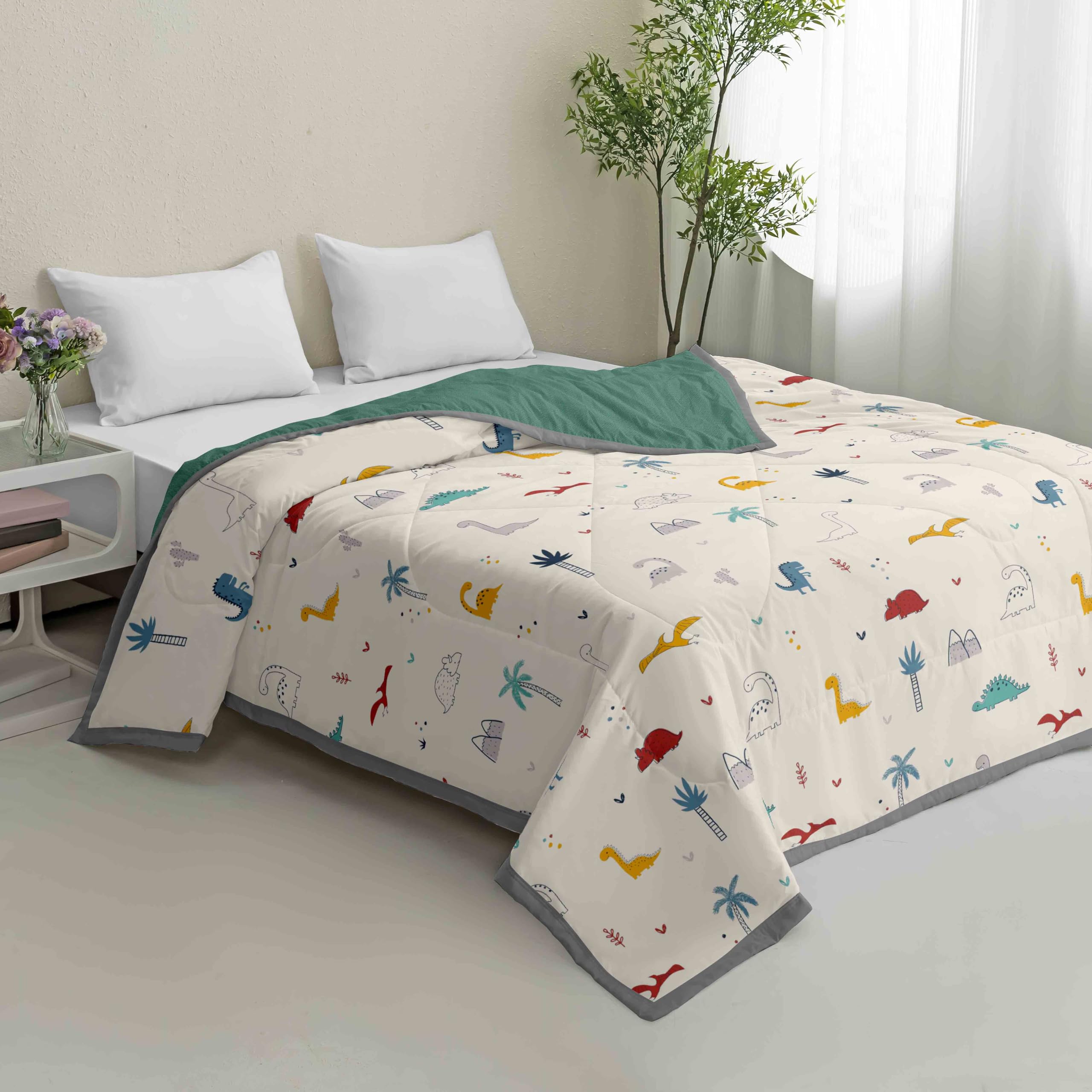 Hiseng Colcha Cama Microfibra, Ligera y Suave Colcha Cubre Cama - Multiusos, Estampado de Animales, Primavera, Verano, Otoño e Invierno para Individual Matrimonio (Dinosaurios,135x200cm)