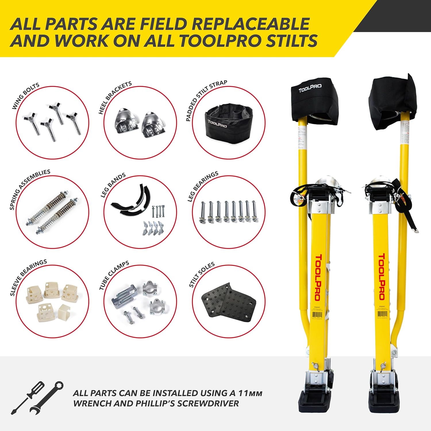 ToolPro Replacement Kit for Stilts - Compatible with All ToolPro Stilts, Easy On-Site Replacement & Installation (K2 Straps)