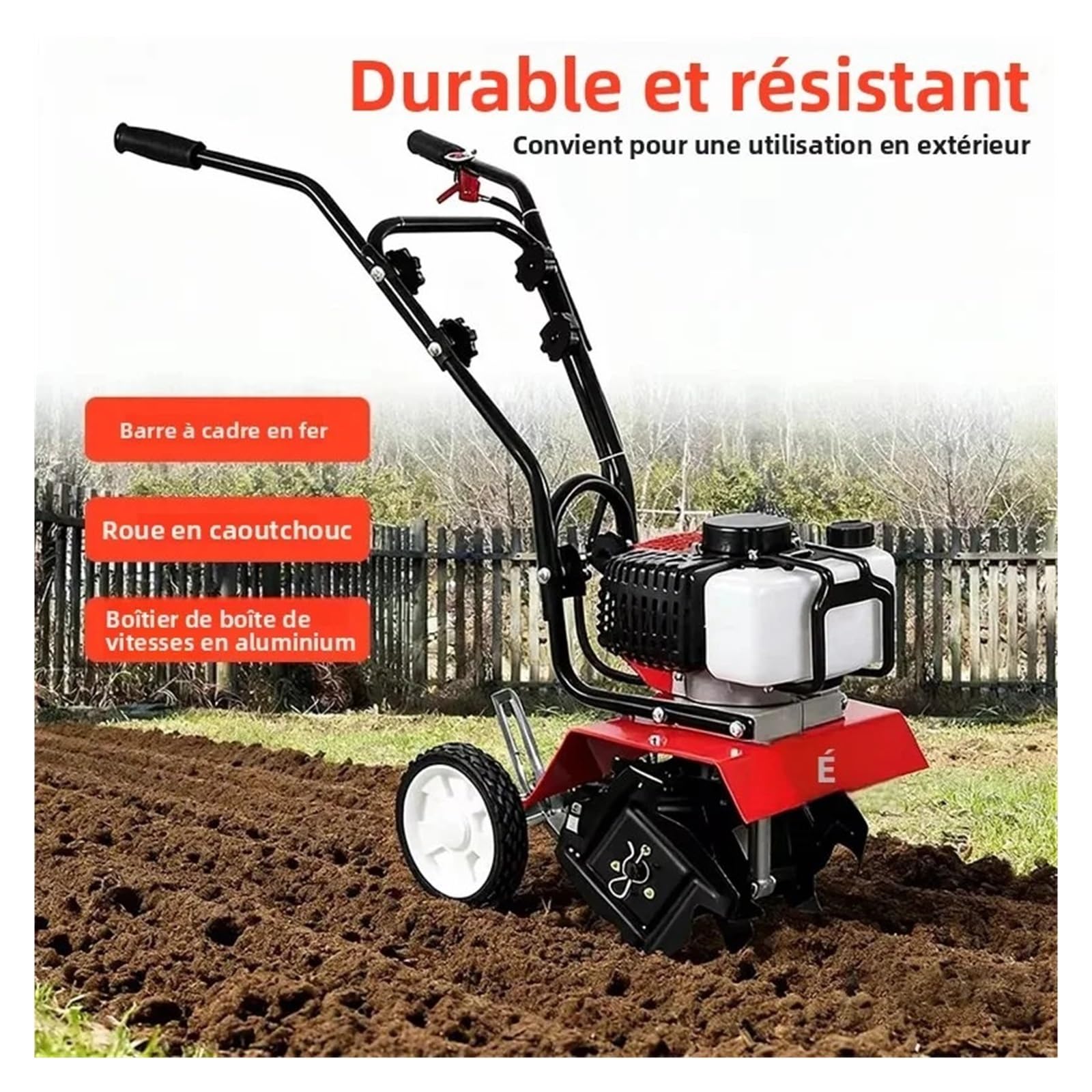 Coltivatore elettrico da giardino, 2 tempi a 4 tempi, alimentato a gas, mini passeggiata dietro il suolo, macchina rotativa per diserbo e preparazione del terreno