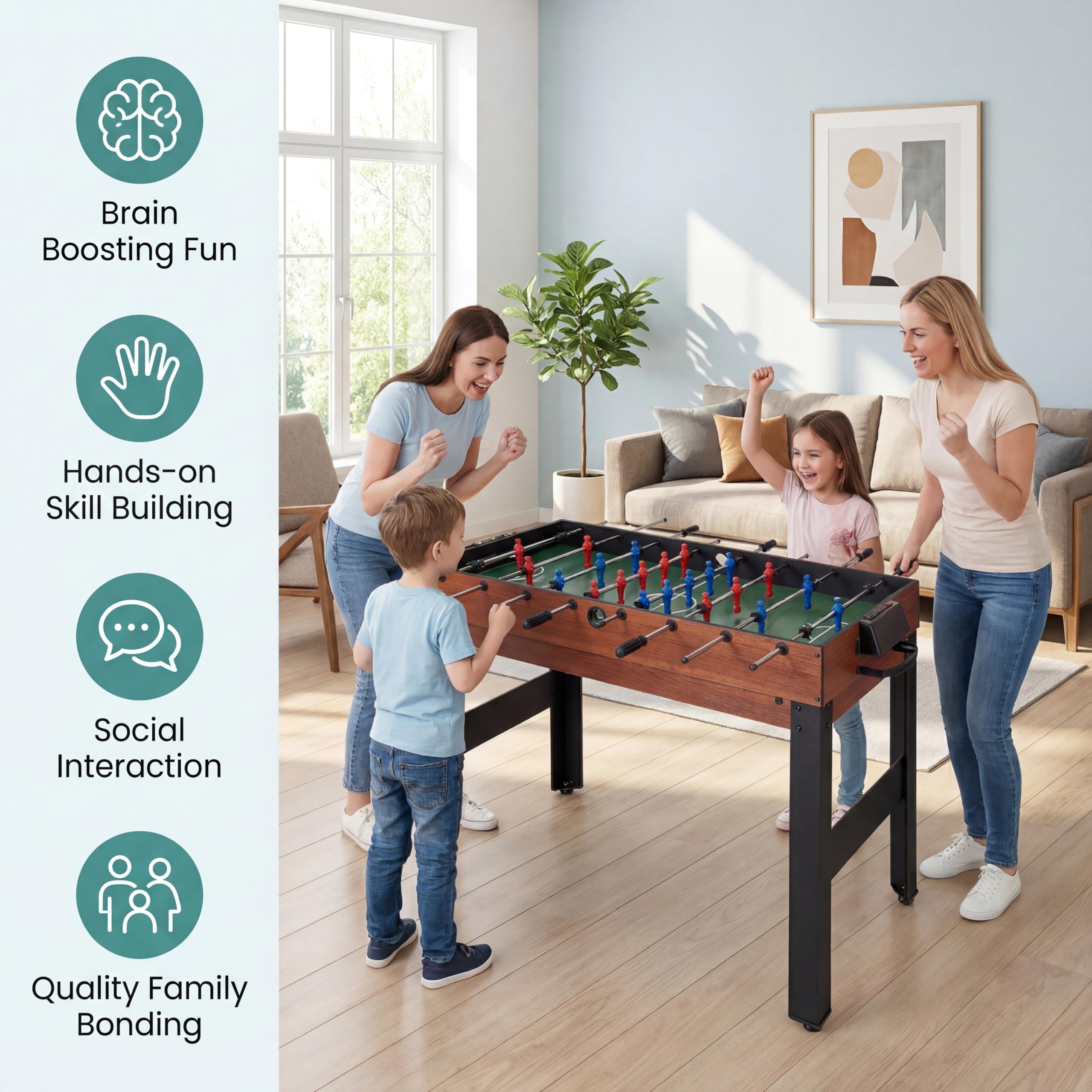 HOMASIS 14 in 1 Tavolo Multigioco, Tavolo da Gioco Multifunzione con Calcio Balilla, Basket, Biliardo, Hockey, Ping Pong, Scacchi, Dama, Backgammon, Carte da Poker per Bambini e Adulti