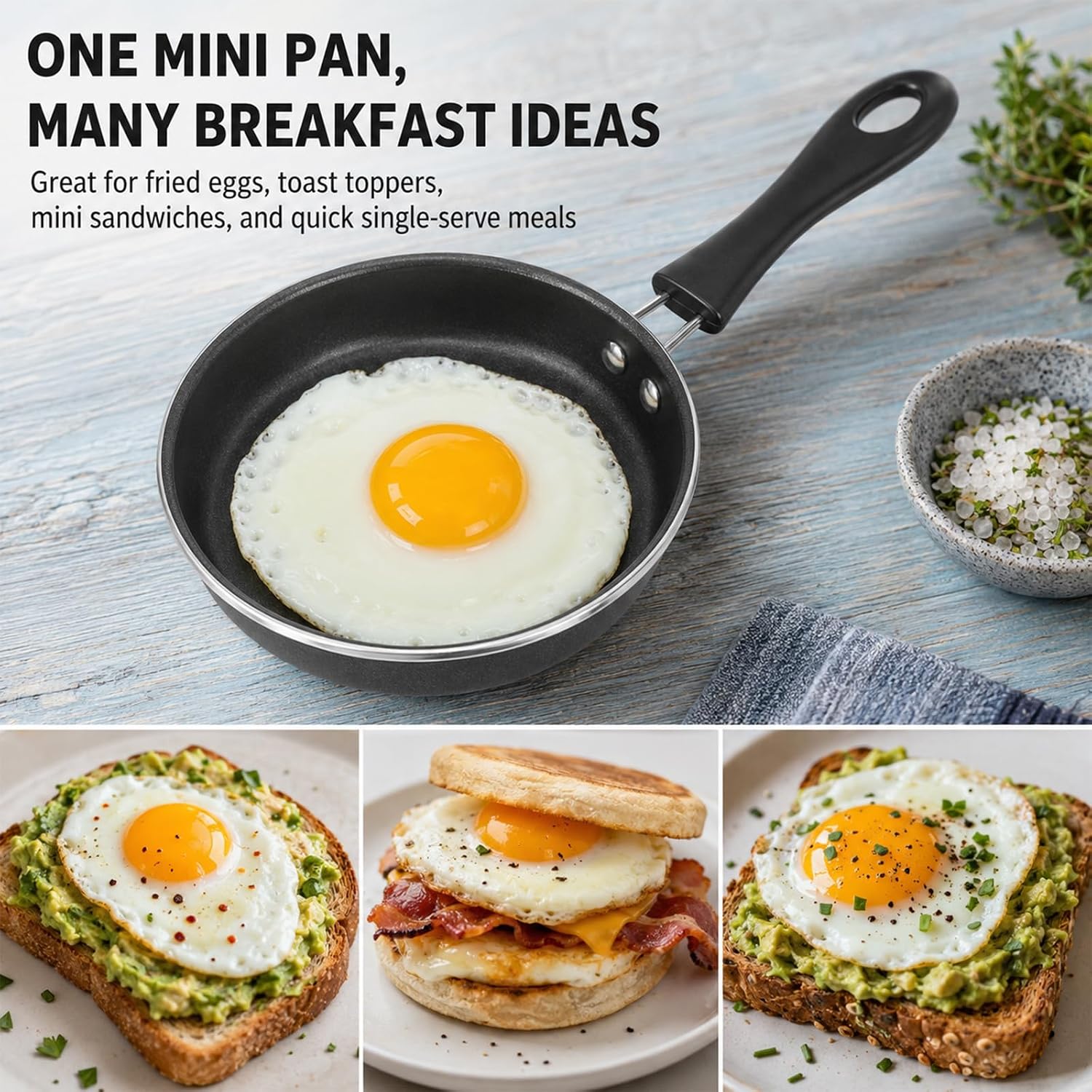 Nonstick Mini Egg Pan Little Omelet Pan 4.9 Inch Single Serve Frying Pan
