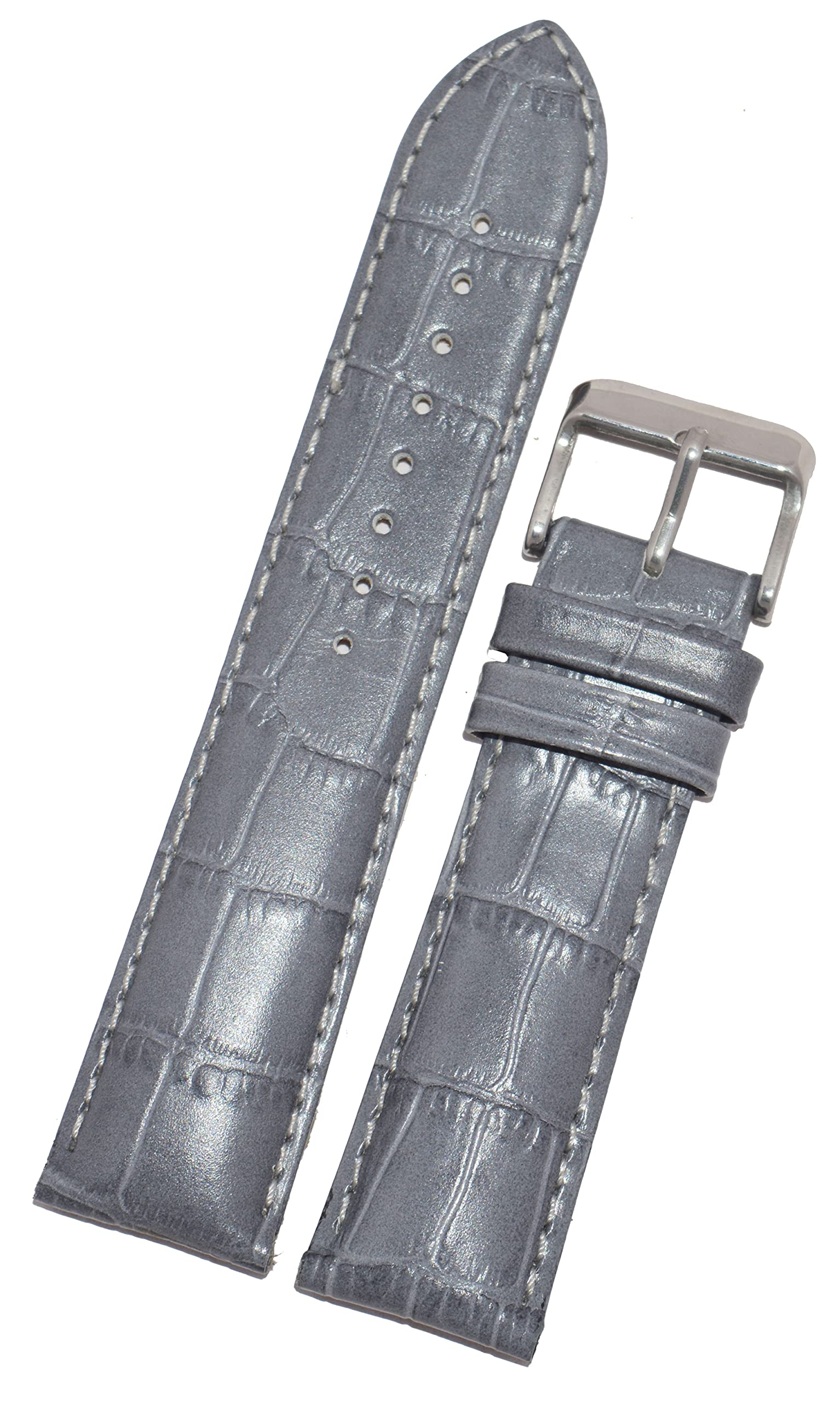 SURU® 22mm Padded Ogive Tip Leather Watch Strap/Band for Men Women (Colour - Grey/Size -22mm) T234 (B0B2N48LFT) Amazon Price History, Amazon Price Tracker