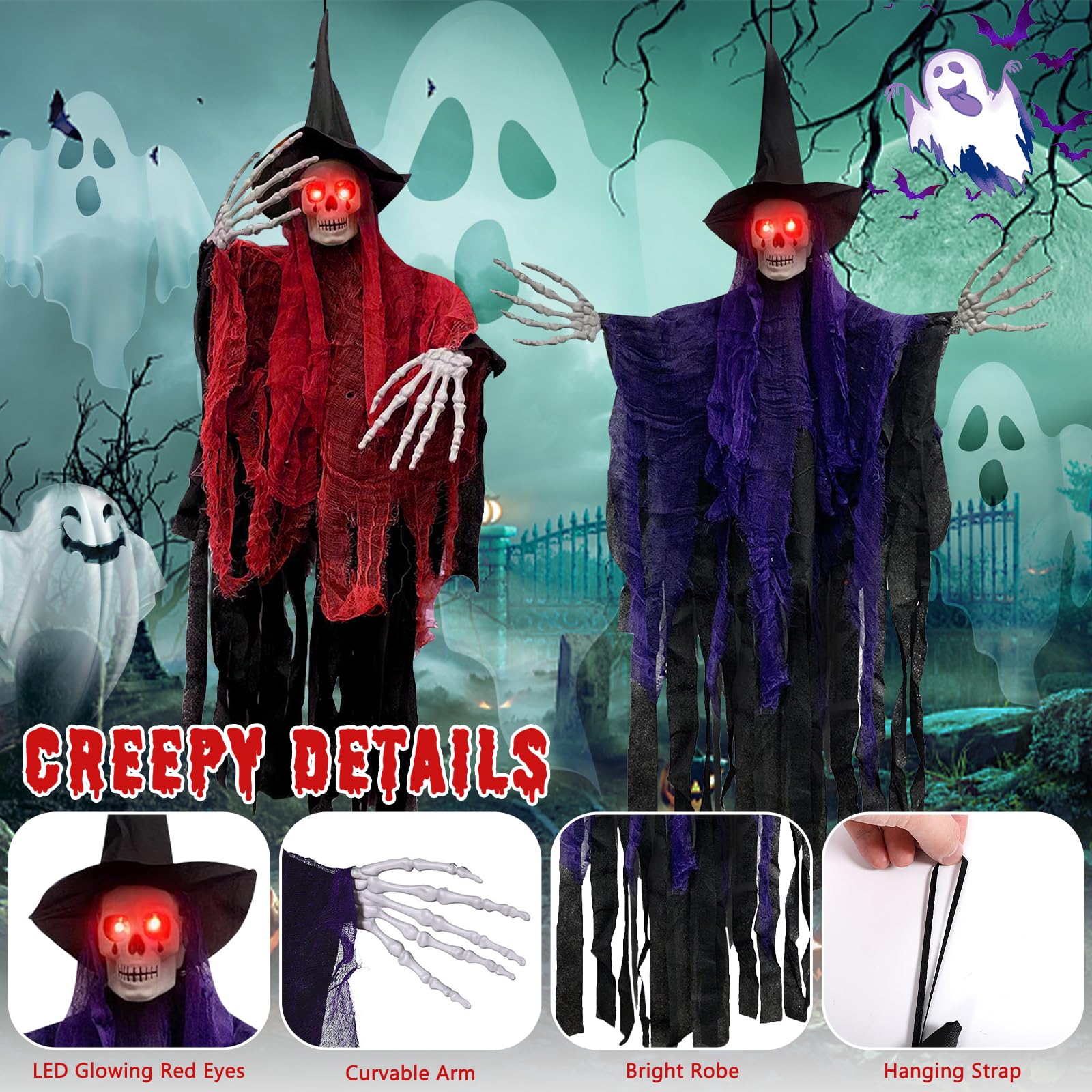 Halloween Suspendu Fantôme Prop Suspendu Squelette Volant Fantôme, 3.3 M De Long Décorations