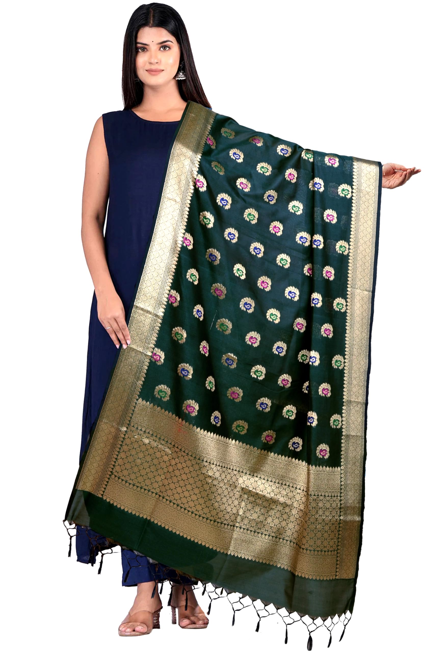 Chandrakala Banarasi Dupatta for Women,Shawl Scarf Wrap Chunni (D266-P)