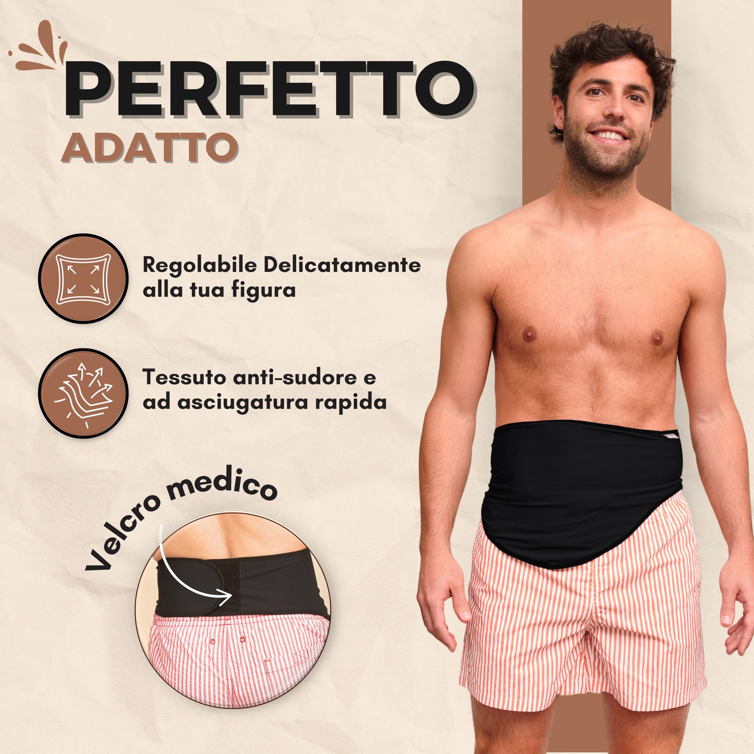 SIIL Cintura per stomia Nero Ostomy | Cintura di supporto per stomia | Sport e nuoto | Copri sacca per stomia | Tasca interna per contenere la sacca per stomia | X-Large