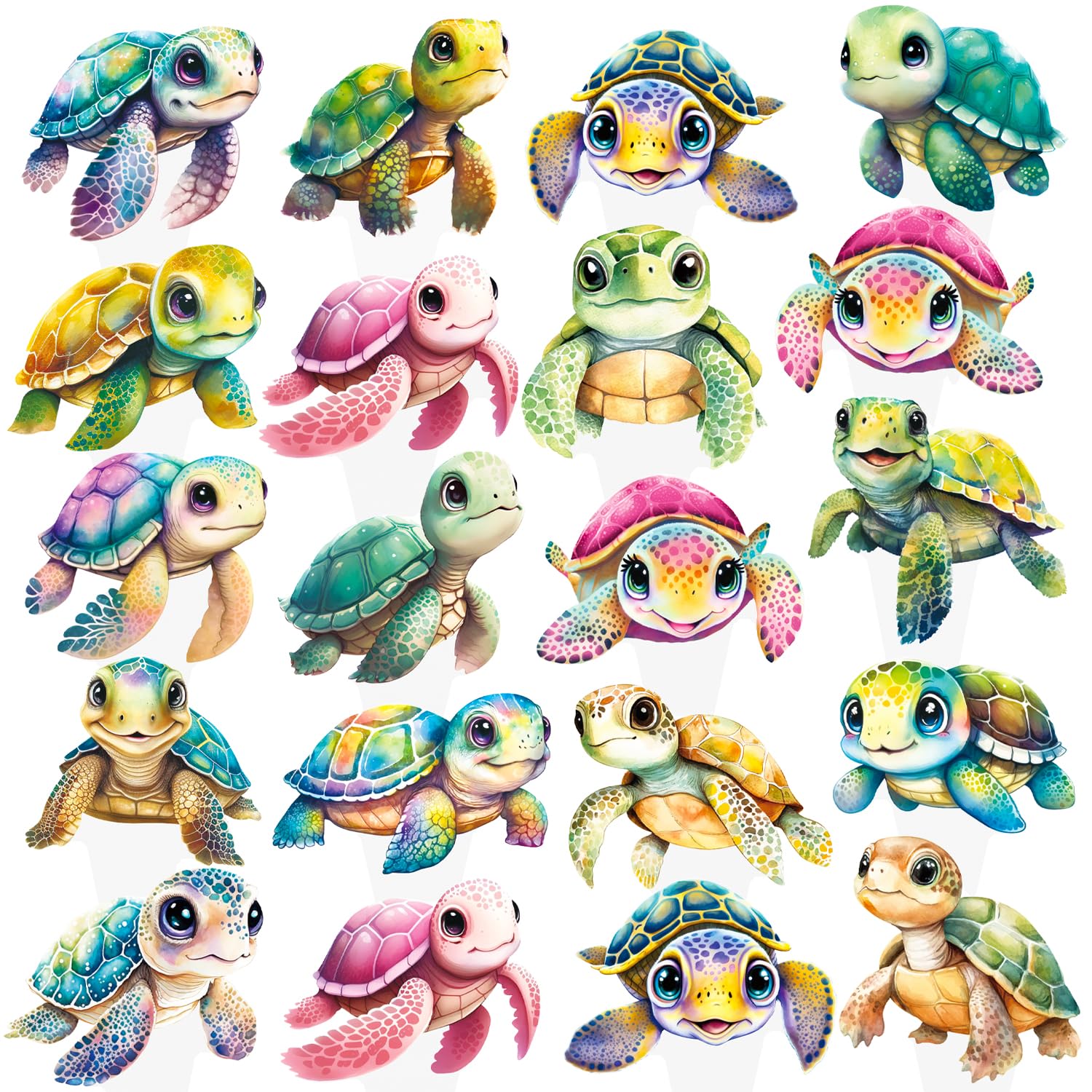 Sea Turtle Cupcake Toppers - 18 Pcs Baby Shower Birthday Decorations, Marine Theme Party