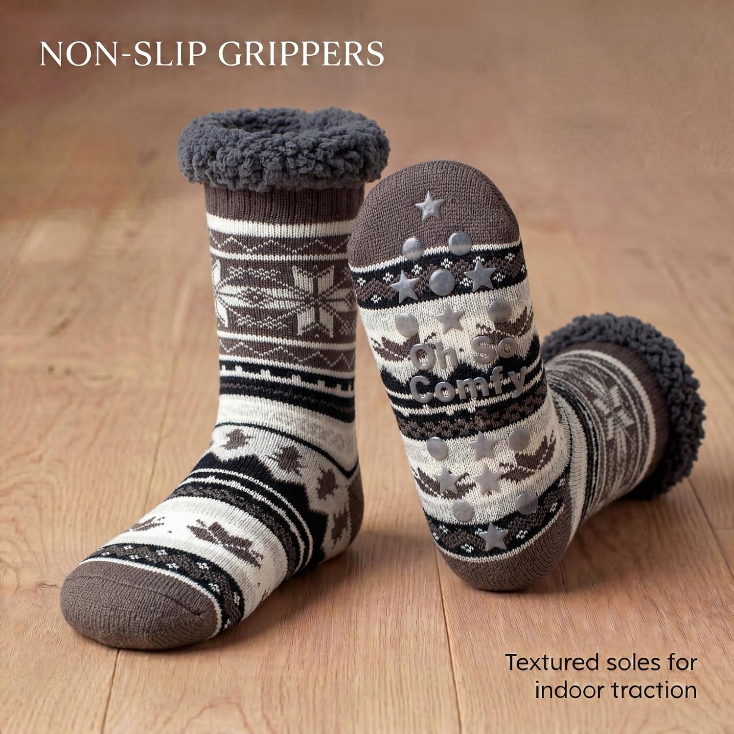 Cozylook Mens Fuzzy Slipper Socks with Grips Cozy Gifts