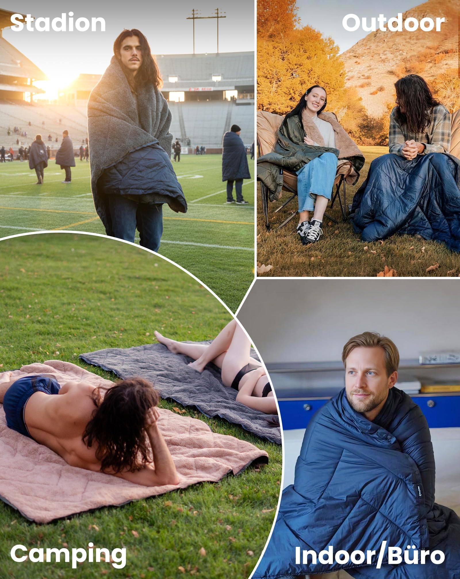 KingCamp Campingdecke Warm Thermal Sherpa & Ripstop,Extra Dick und wasserdichte, Reisedecke Ultraleicht,Große Outdoor-Decke für Camping, Picknicks, Strand, Stadien