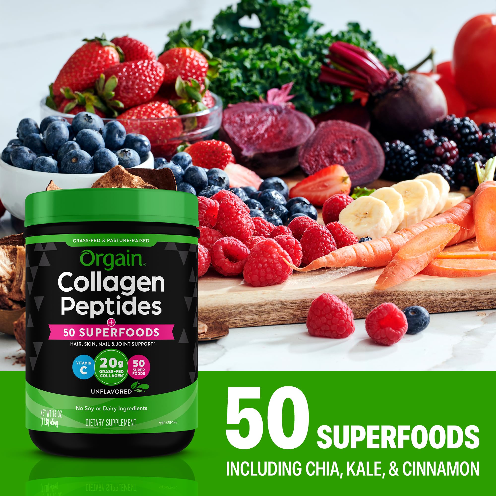 Orgain 20g Hydrolyzed Collagen Peptides + 50 Organic Superfoods Powder, 1lb — Amazon image 6