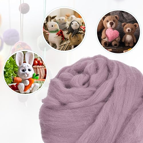 Miniatura 126 de uxcell Lana de fieltro con aguja, hilo de lana de fibra natural de 3.5 onzas para fieltro húmedo, manualidades, materiales de bricolaje (azul cielo)