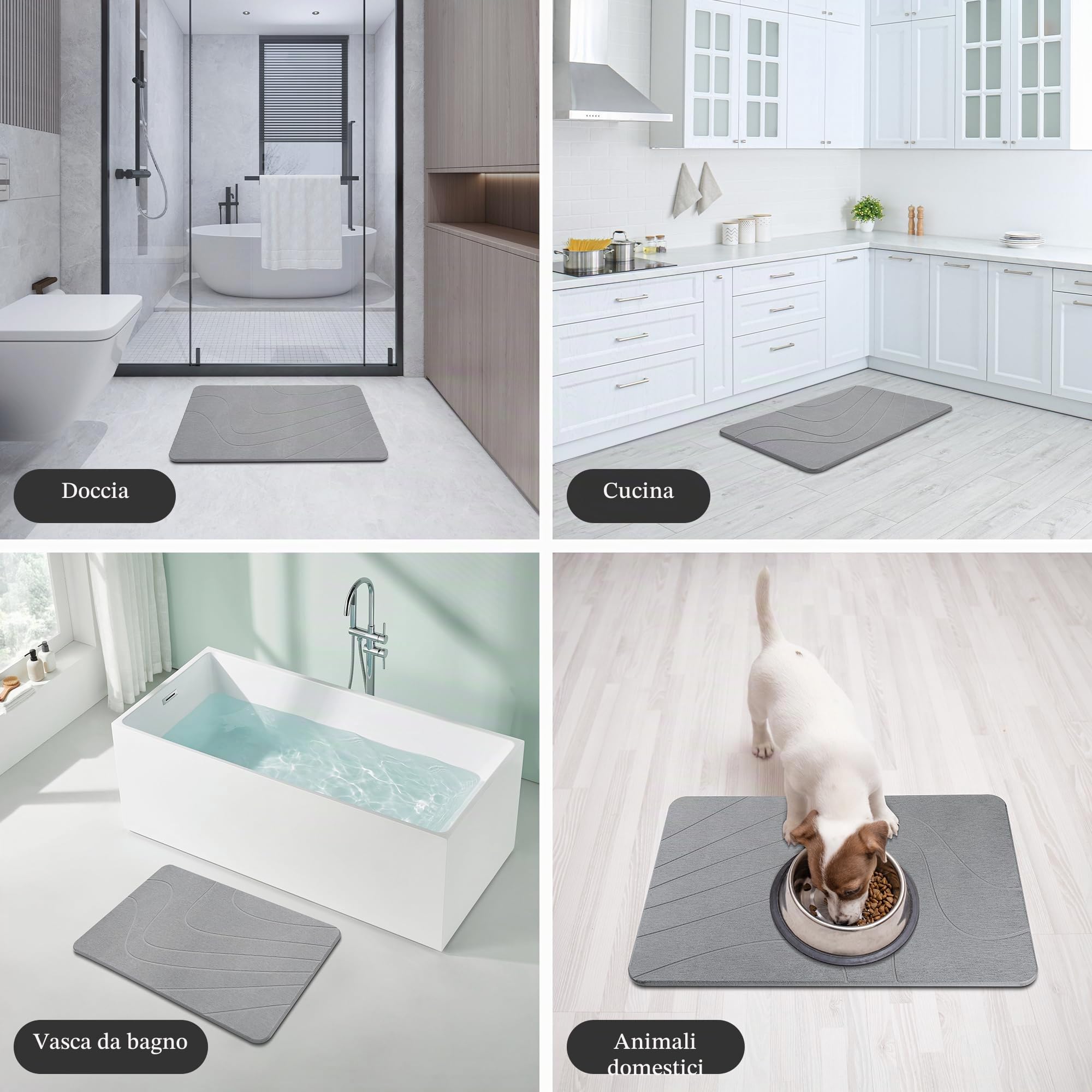 Tappetino da bagno effetto pietra Tappetino in terra diatomacea Asciugatura rapida, resistente all'umidità 60 x 39 cm