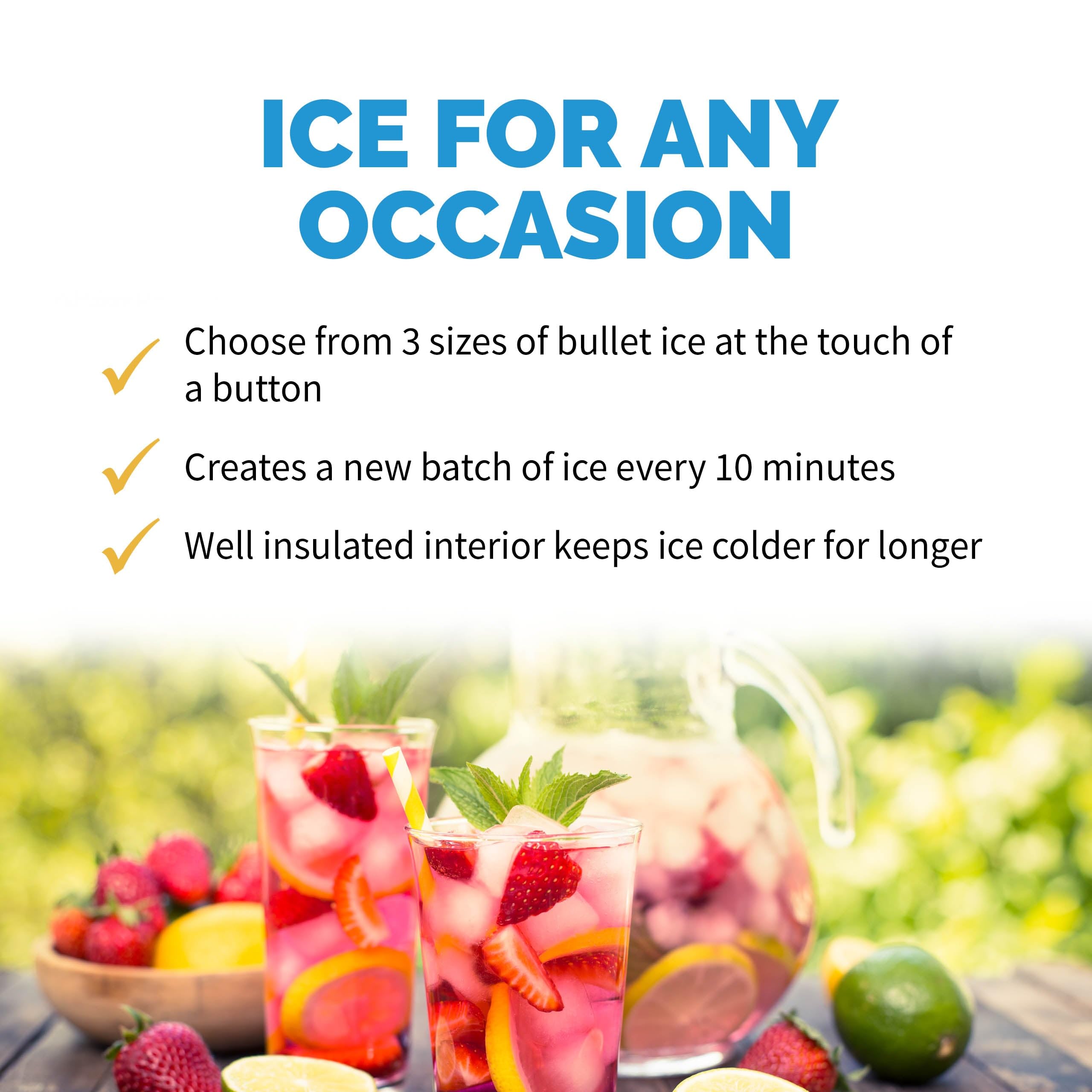 NewAir 28 Lb. Countertop Ice Maker | Portable Bullet Ice Machine | Fresh Ice In 10 Minutes, 3 Ice Sizes | Compact Stainless Steel With Scoop & Basket on Fridge.com - View 6