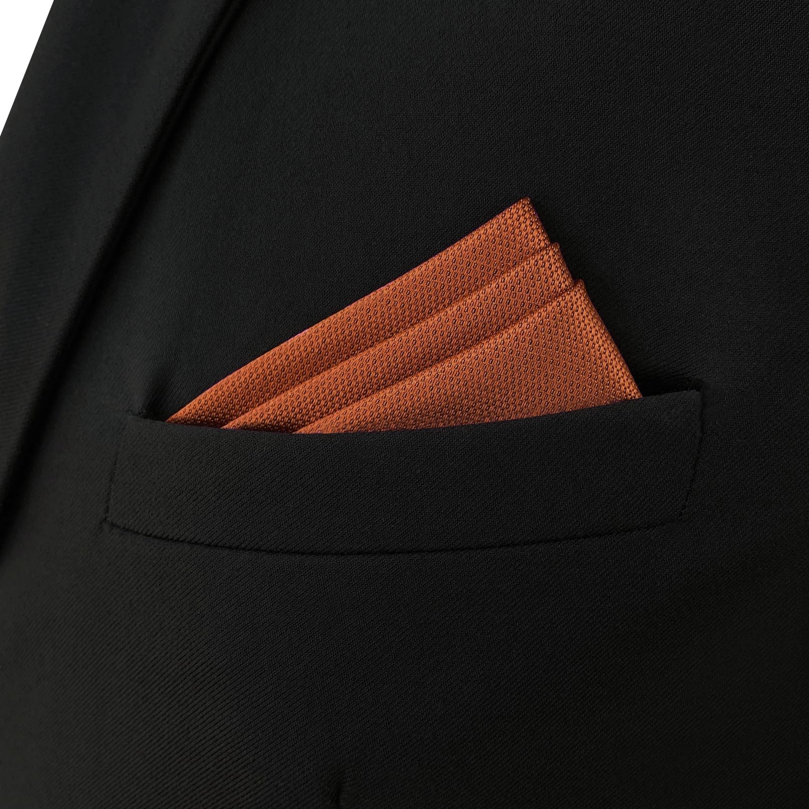 Corbatas para hombre, corbata de boda y gemelos naranja calabaza extra larga a juego bolsillo cuadrado, (12.6x12.6 Matching Pocket Square Only) 3