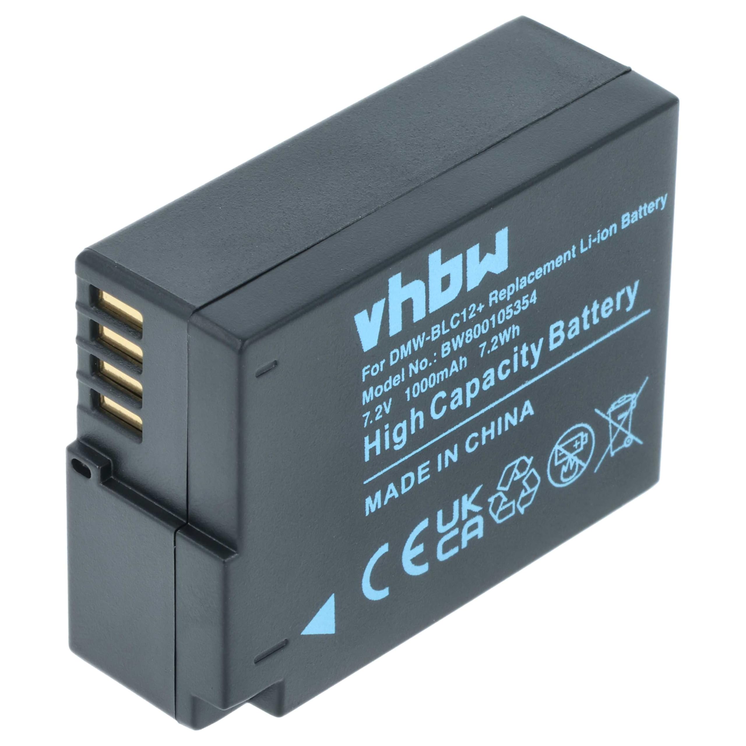 vhbw 3x batteria sostituisce Panasonic DMW-BLC12, DMW-BLC-12, DMW-BLC12E per fotocamera (1000mAh, 7,2V, Li-Ion), infochip