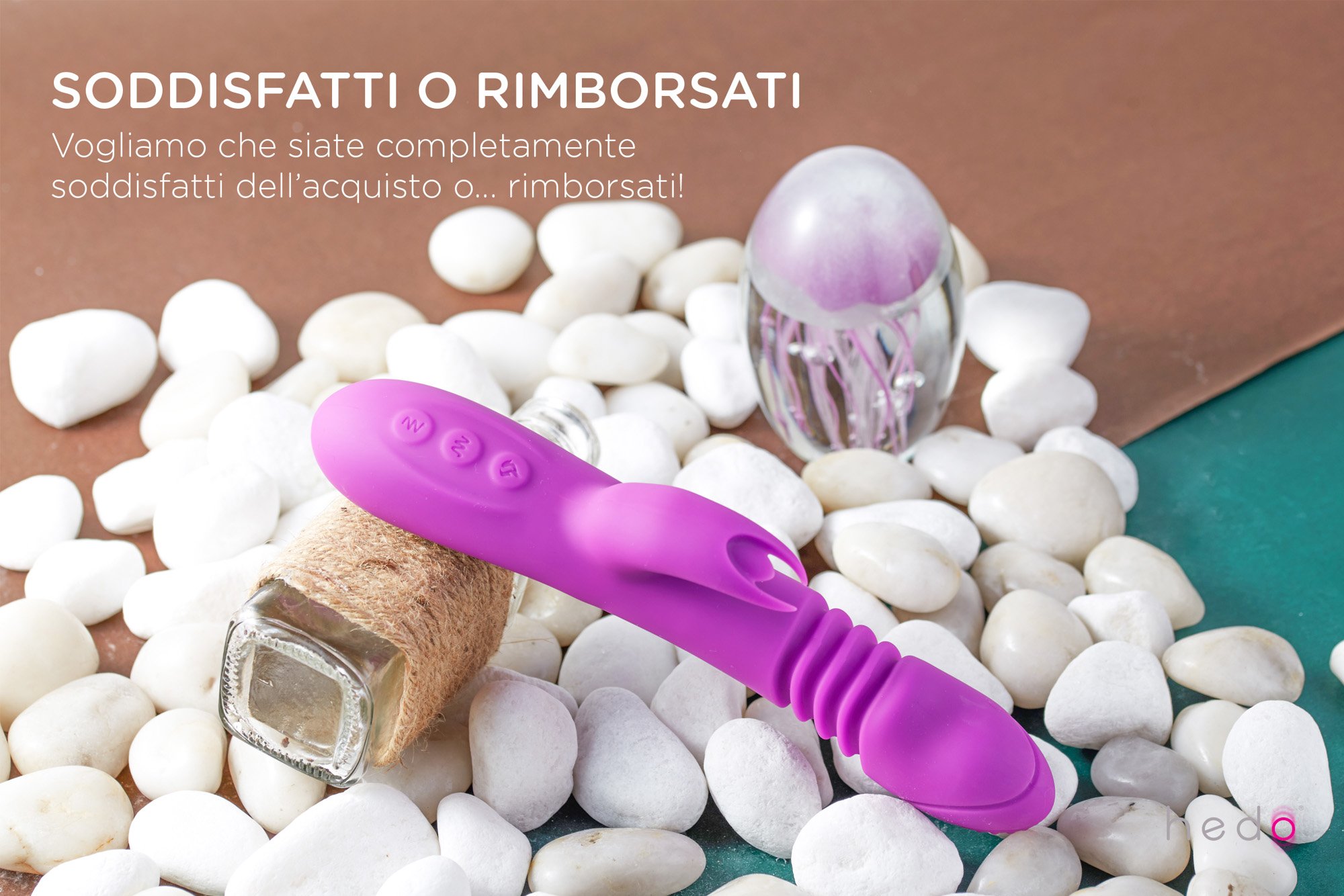 HEDO M6 | Vibratore sessuale rotante con funzione calore | Stimolatore clitorideo e punto G | Dildo vibrante | Massaggiatore rabbit | Vibratorepunto | Silicone medico privo di PVC e ftalati