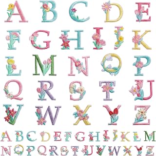 52PCS Flower Iron On Patches Letters Floral Embroidery Alphabet A-Z Colorful Letter Patches for Clothing Backpacks Hats Jeans Jackets Shoes Bags DIY Crafts Decor Accessories Women Men