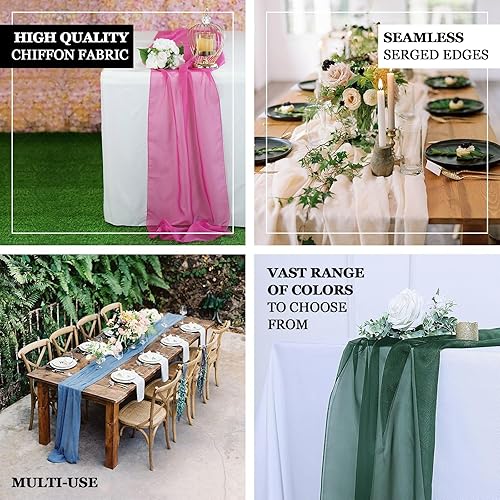 Miniatura 3 de Efavormart - 5 caminos de mesa de gasa plateados de 22 x 72 pulgadas para bodas, fiestas, banquetes, decoración, ajuste rectangular y mesa redonda
