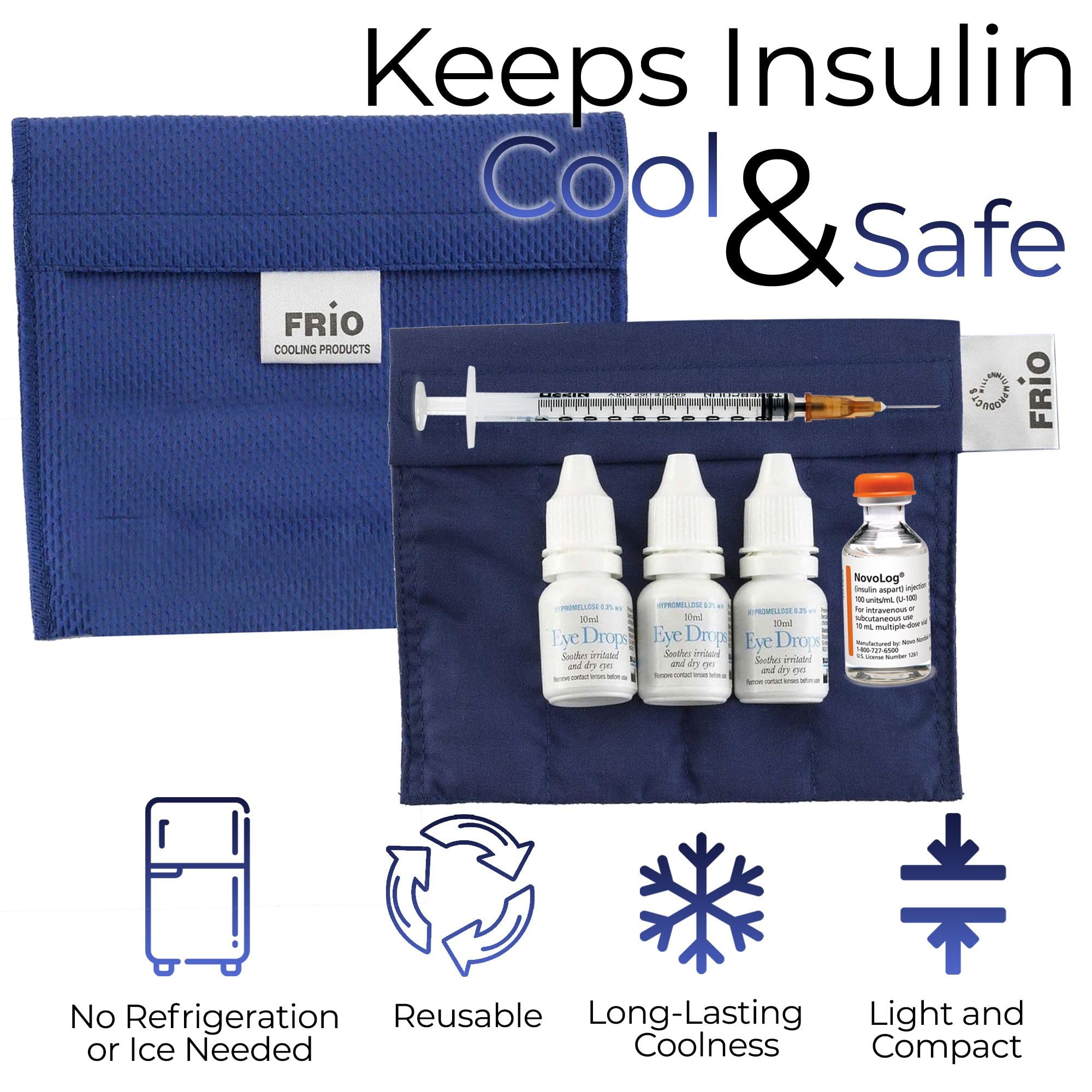 Frio Cooling Wallet - EYE DROP WALLET - BLUE-Keep eye drop medication cool up to 45 hours without EVER needing refrigeration! ACCEPT NO IMITATION! by FRIO