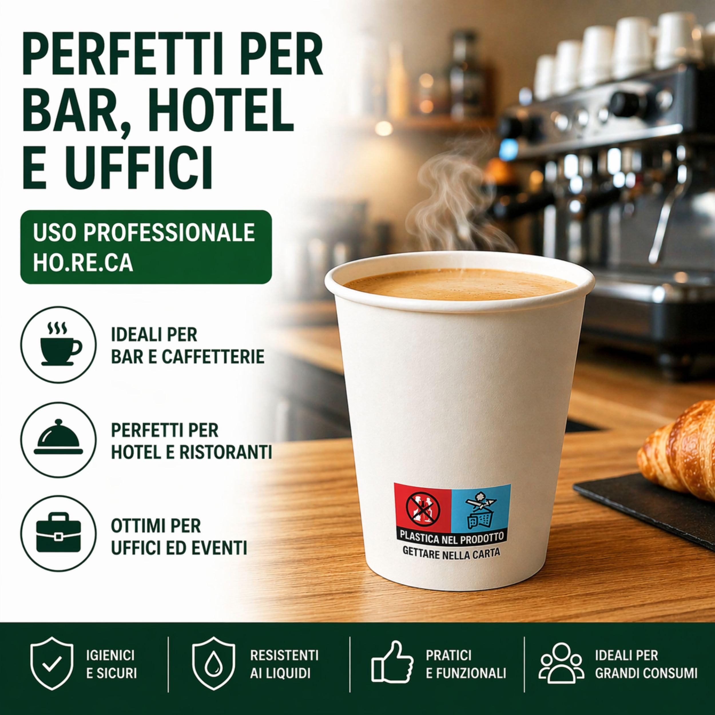 MP ECO SOLUTION 1000 Bicchieri Carta 200 ml Monouso Bianchi – Bicchieri Carta per Acqua e Bevande Calde – Ideali per Bar, Ufficio ed Eventi – Made in Italy
