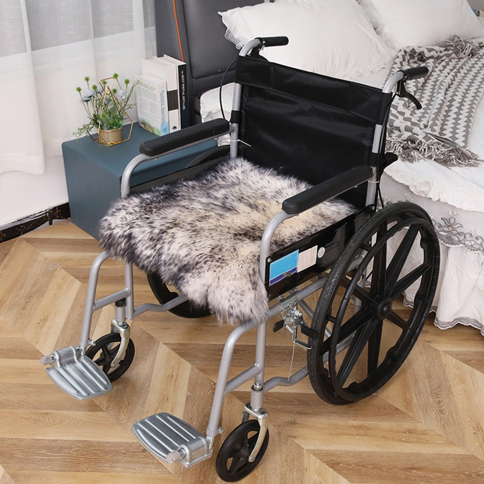 Cojín para silla de ruedas de lana pura, funda de asiento cálida, lana súper suave para sillas de ruedas, coches, hogar, comodidad y apoyo en invierno