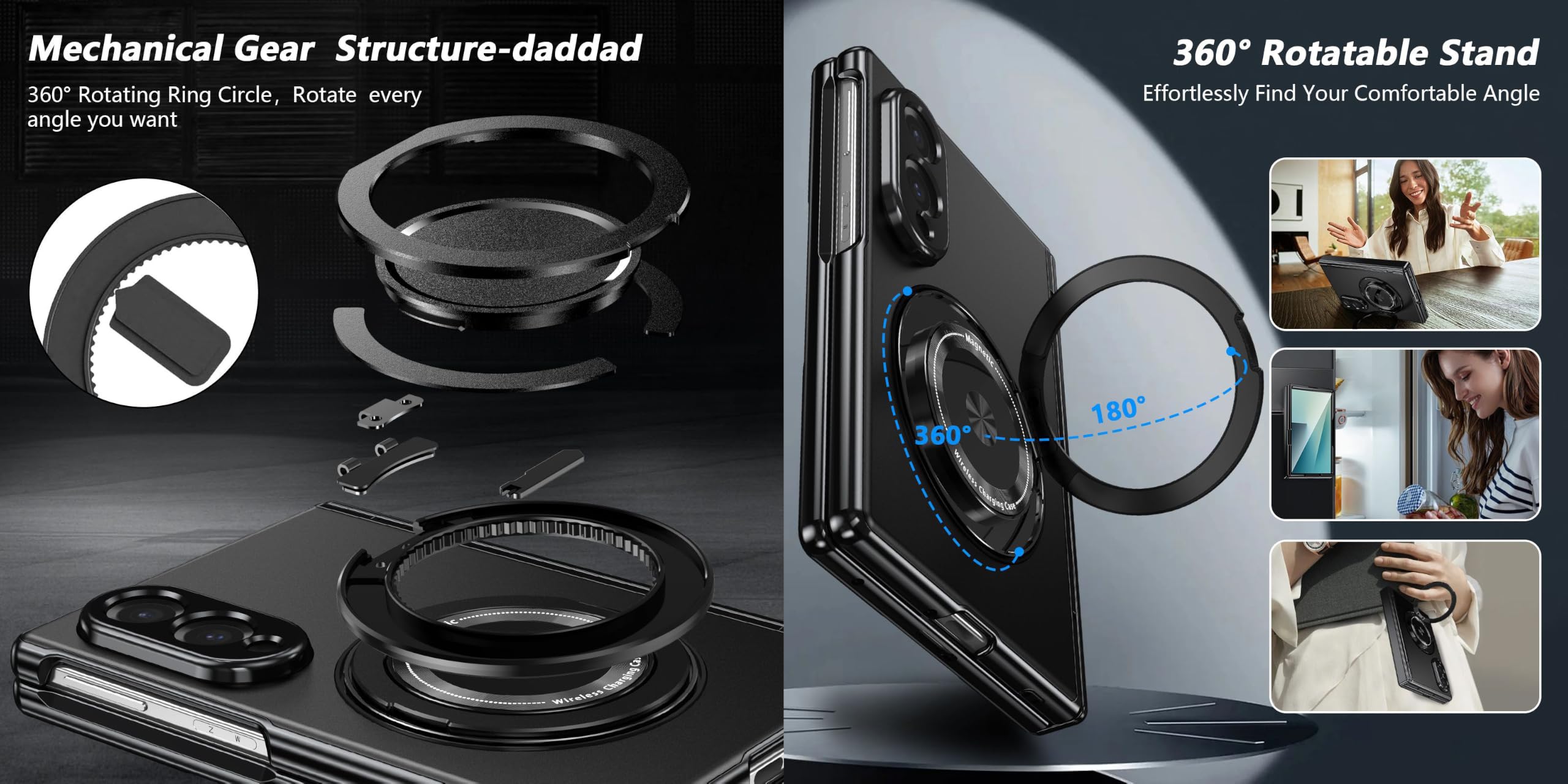 Coque de Téléphone Portable en Métal pour Samsung Galaxy Z Fold8. Galaxy Z Fold 8 Étui pour Téléphone Portable à Écran Pliant. Housse à Charnière. Support Magnétique Rotatif, Case