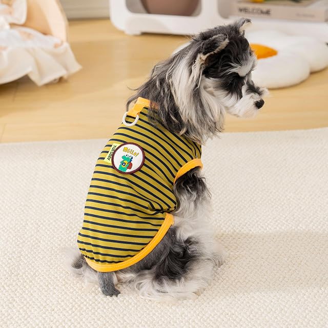 Foto 4 de 7 de Izefia Camisetas para Perro Ropa a Rayas Transpirable Elegante Fresca Chaleco De AlgodÓN De Verano Camiseta…