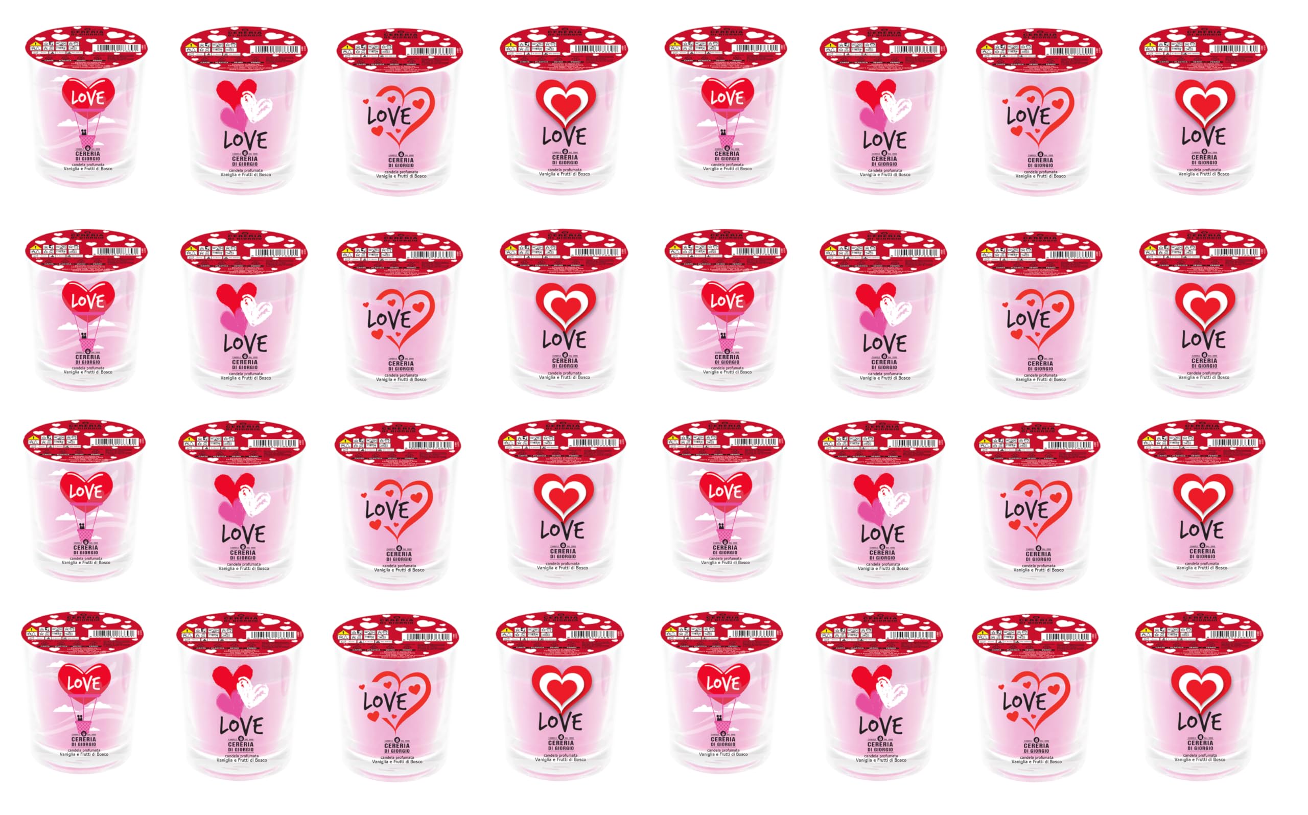 32 Scented Candles in Glass Vanilla and Berries – Love – Candles of Lovers – Gift Idea – Cereria di Giorgio – Made in Italy