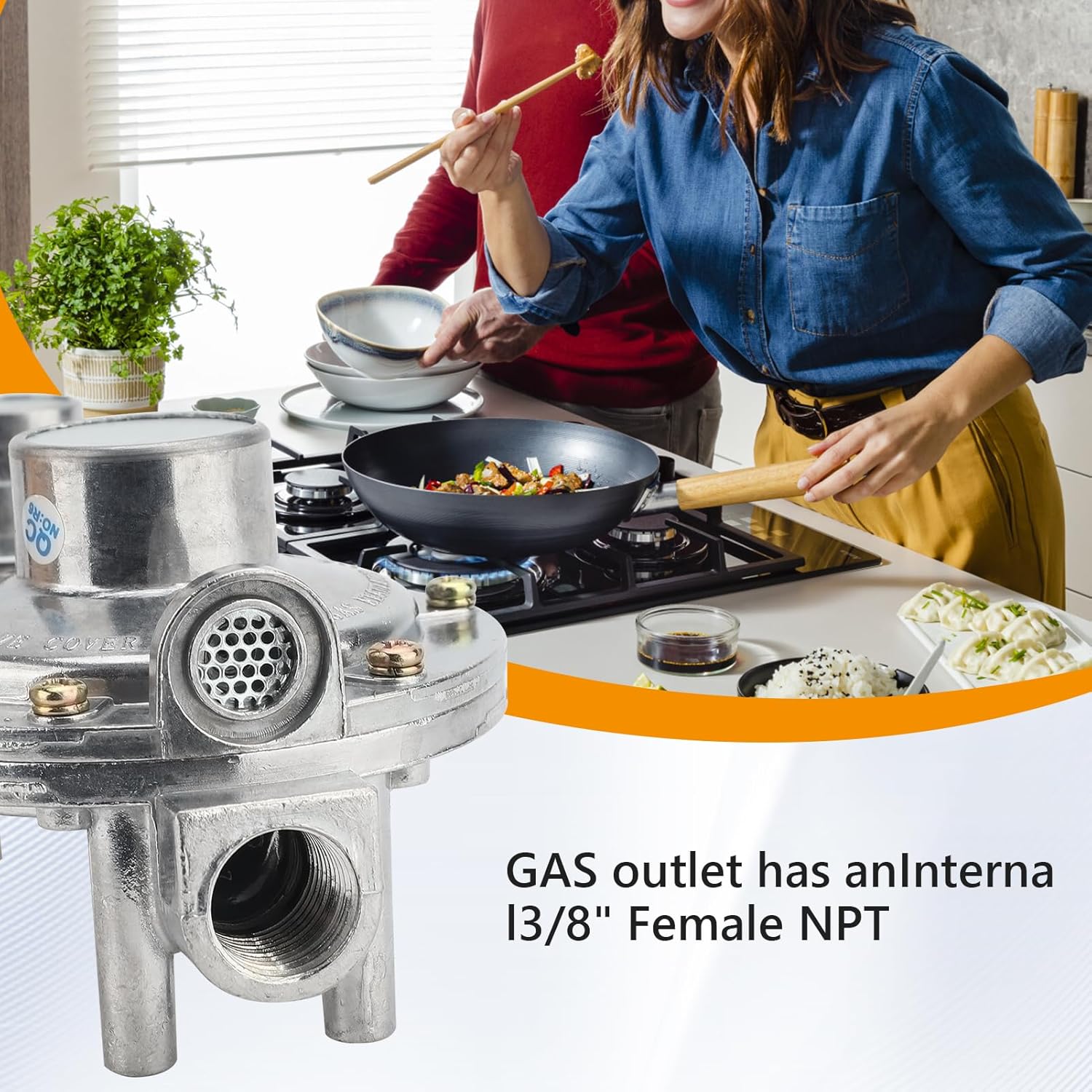 Two Stage Propanes Regulator with 5ft Hose and Gauge,RV Two Stage C3H8 Regulator, Standard POL Interface, 3/8in NPT Female Outlet for Grill, Heaters, Fire Pit