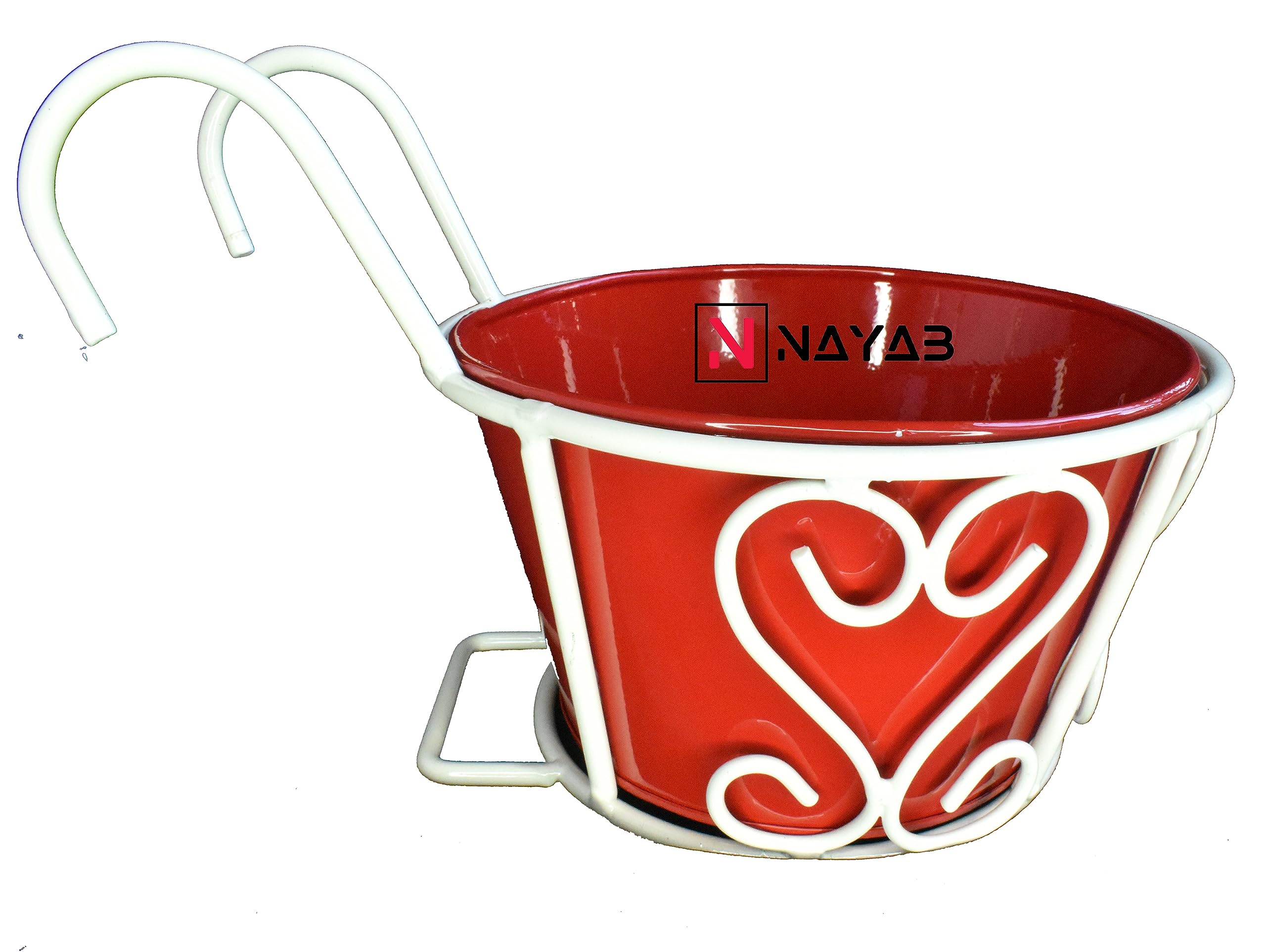 NAYAB Vintage Design Single Pot Plant Stand Hanging Planters Basket for Railing Fence Wall Balcony Vertical Garden Home Indoor Outdoor 1 Piece (Ivory Medium with Pot) (B0CDM88GNB) Amazon Price History, Amazon Price Tracker