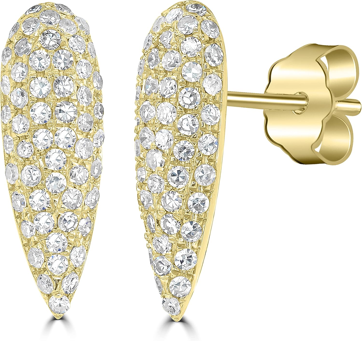 Women 14K White, Yellow, Rose Gold 0.42Ct Round Diamond Pear Stud Earrings (GH Color, SI1 Clarity)