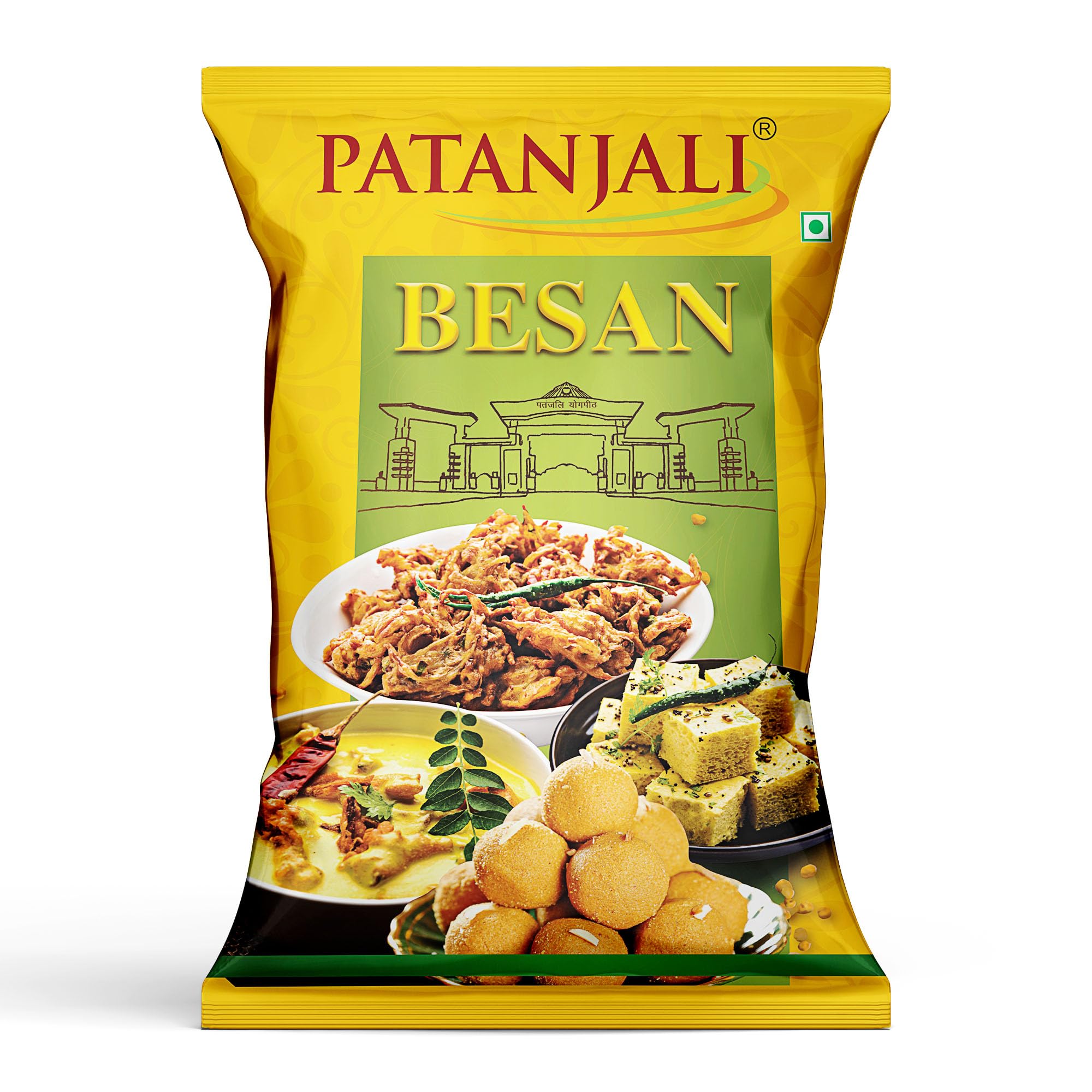 Patanjali Besan 500g, Natural & Fresh Gram Flour High Fibre & Protein, Essential Nutrients, Ideal for Cooking & Baking, Natural and Preservative Free Gram Flour-image-0
