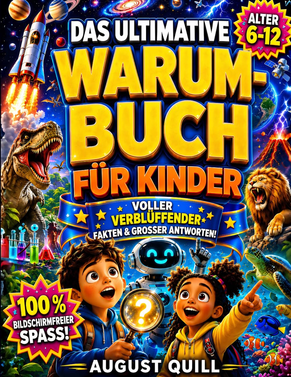 Das Ultimative Warum-Buch für Kinder: Eine Energiegeladene Enzyklopädie mit Großartigen Antworten über KI, Weltraum, Wilde Tiere und Unsere Erstaunliche Welt (Alter 6–12)