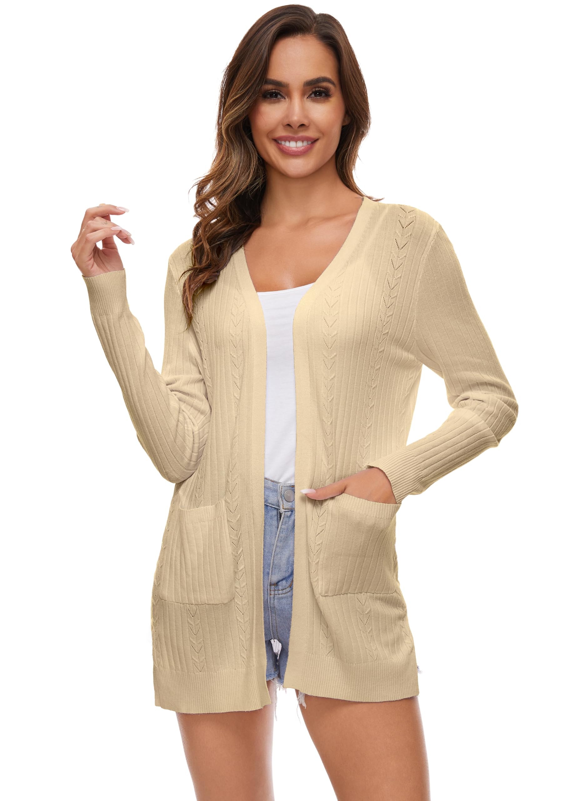 Famrrifuu Damen Strickjacke - Elegante Cardigan Mit Knöpfen Rundhals