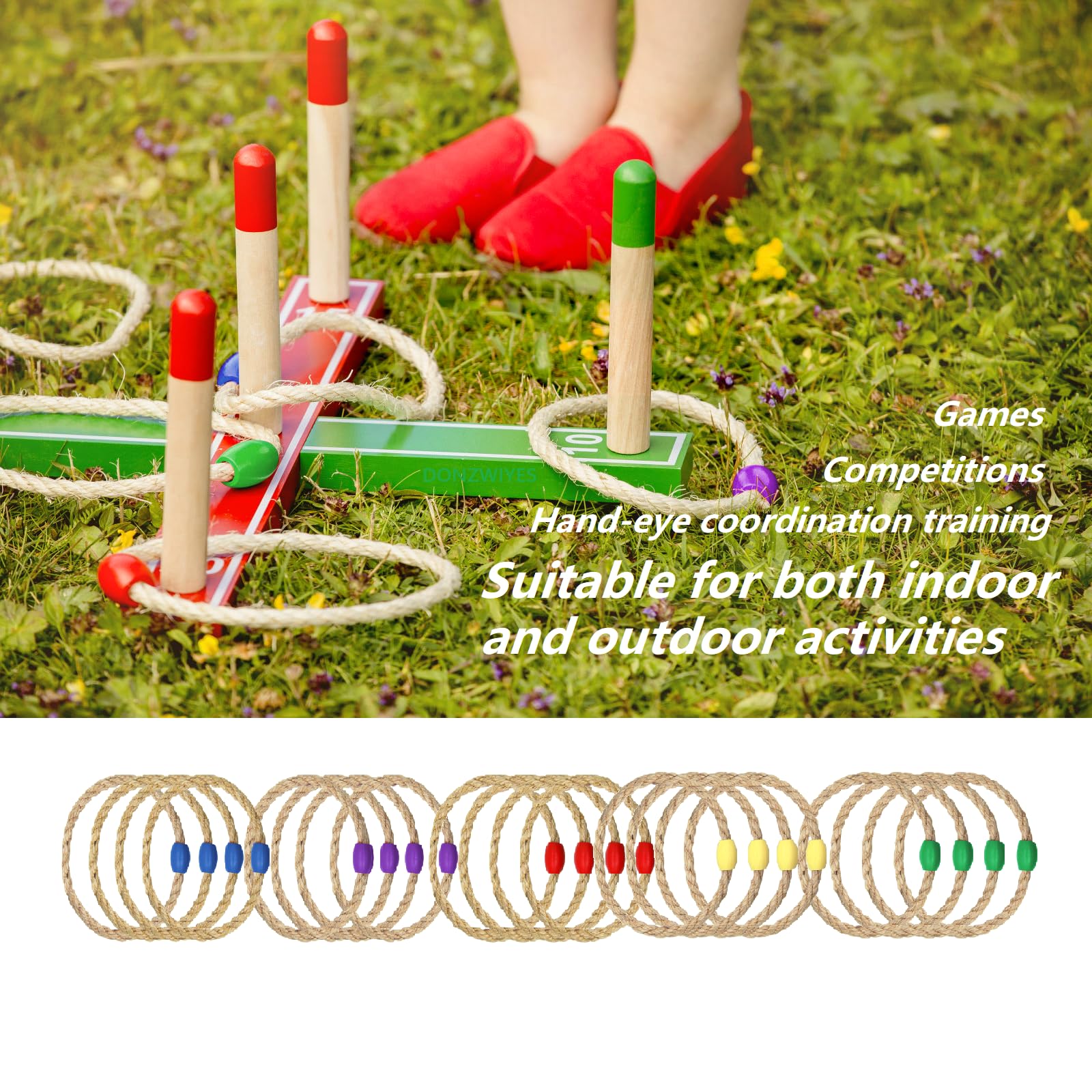 Outdoor Lawn Game Rings 20-Pack Multicolor Sisal Rope Rings ...