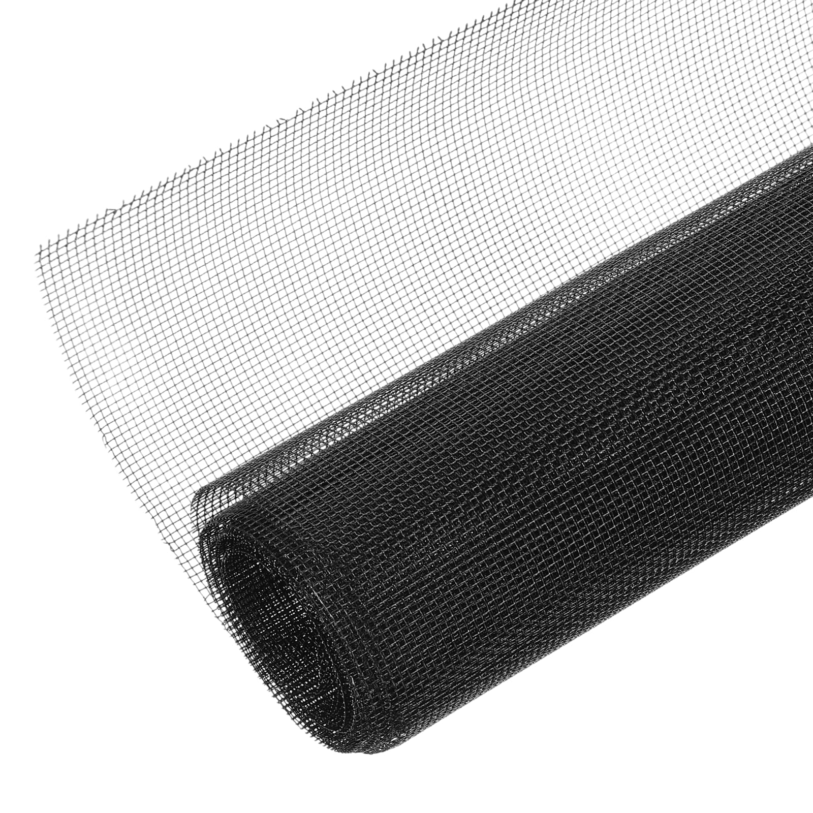 PATIKIL 16 x 39 Inch Wire Mesh, 2 PCS 304 Stainless Steel Woven Air Vent Filter 1mm Hole 0.15mm Wire Dia PVC Coated Mesh Cover Fence Screen Sheets for Cage Garden Window DIY, Black